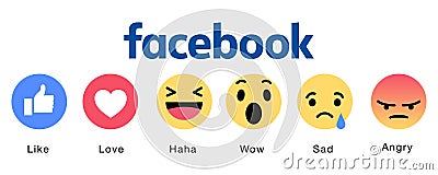 Facebook Emoji icons set Vector Illustration