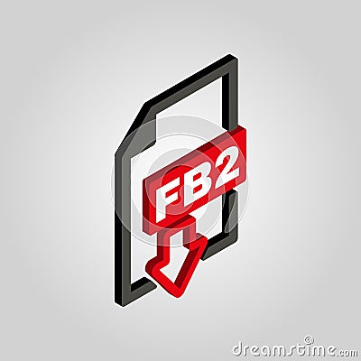 The FB2 icon. 3D isometric file format symbol. Flat Vector illustration Vector Illustration