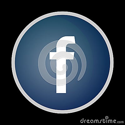 Facebook icon,symbol,thumbnail,button black isolated Editorial Stock Photo