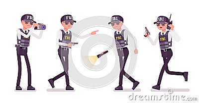 FBI Agent with equipment Vector Illustration