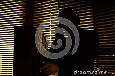 FBI secret agent listens and records the conversation 5 Stock Photo