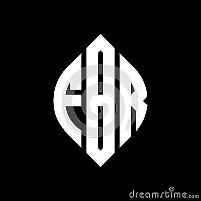 FBR circle letter logo design with circle and ellipse shape. FBR ellipse letters with typographic style. The three initials form a Vector Illustration