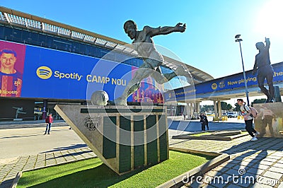 FC Barcelona Camp Nou stadium and official store for supporters Barcelona Spain Editorial Stock Photo