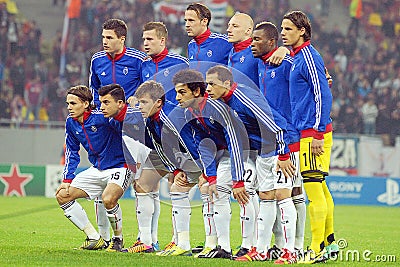 FC Basel line-up pictured before UEFA Champions League game Editorial Stock Photo