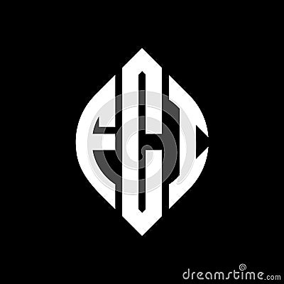FCI circle letter logo design with circle and ellipse shape. FCI ellipse letters with typographic style. The three initials form a Vector Illustration