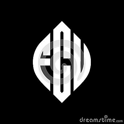 FCU circle letter logo design with circle and ellipse shape. FCU ellipse letters with typographic style. The three initials form a Vector Illustration