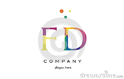 fd f d creative rainbow colors alphabet letter logo icon Vector Illustration