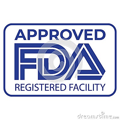 FDA approved registered facility, Manufacturing Vector Illustration