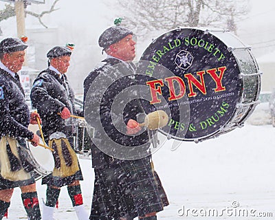 FDNY Emerald Society in the Snow Editorial Stock Photo