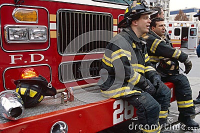 FDNY firefighters on duty, New York City, USA Editorial Stock Photo