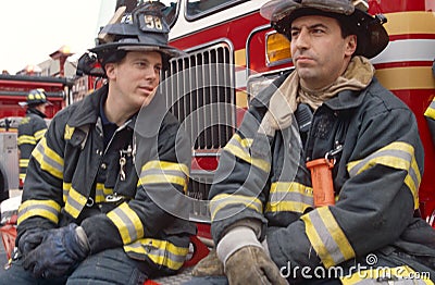 FDNY firefighters on duty, New York City, USA Editorial Stock Photo