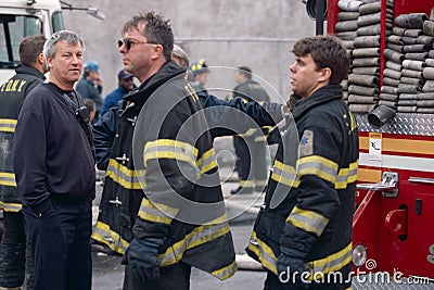 FDNY firefighters on duty, New York City, USA Editorial Stock Photo
