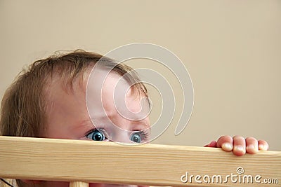 Fear in baby eyes Stock Photo