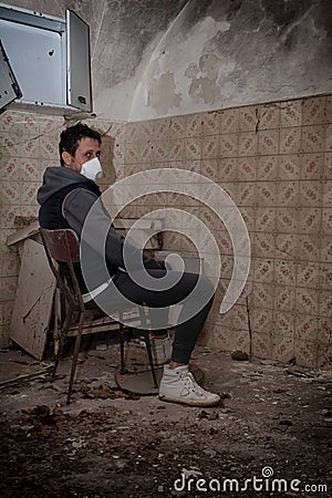 Fear of being infected by Coronavirus leads people to get isolated, scared about illness and death in Italy Stock Photo