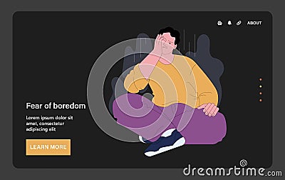 Fear of boredom. Disenchanted bored Vector Illustration