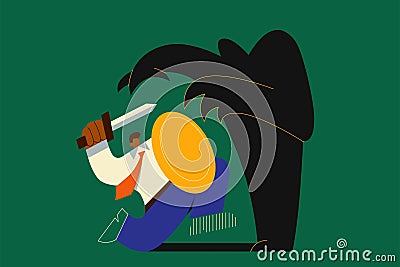 Fear, challenge, struggling with inner problems concept Vector Illustration