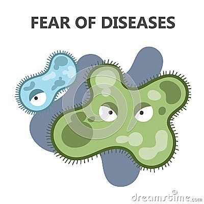 Fear of disease. Being afraid and avoid sick person Vector Illustration