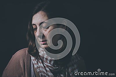 Fear, loneliness, depression, abuse Stock Photo