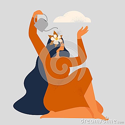 Fear of negativity. Protect your energy, peace of mind Vector Illustration