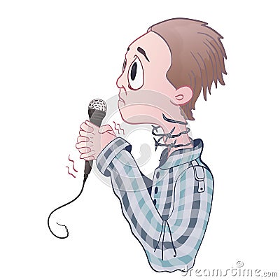 Fear of public speaking, glossophobia. Excitement and loss of voice. Vector Illustration