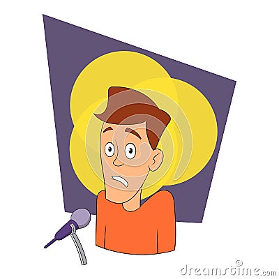 Fear of public speaking icon, cartoon style Vector Illustration