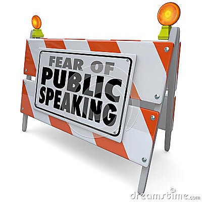 Fear of Public Speaking Words Barricade Barrier Speech Event Stock Photo