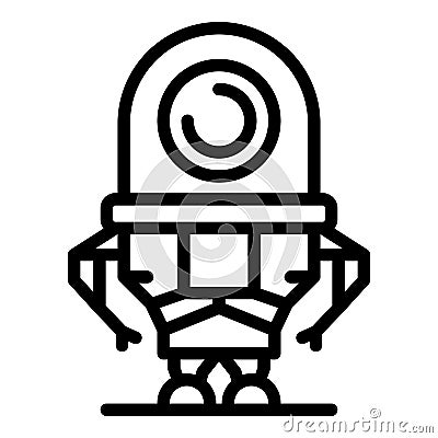 Fear robot icon, outline style Vector Illustration