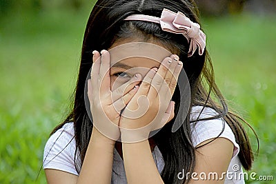 Fearful Cute Female Stock Photo