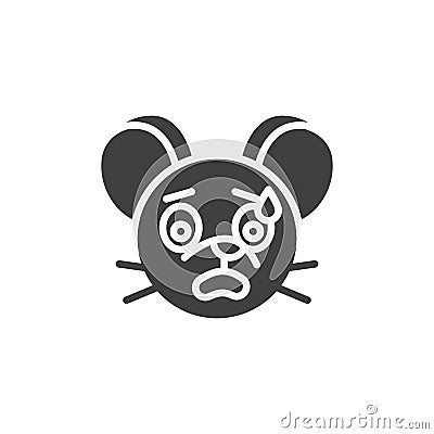 Fearful rat emoticon vector icon Vector Illustration