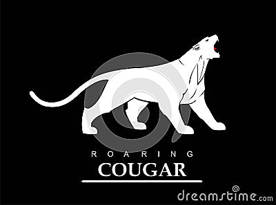 Fearless cougar. Roaring puma. Roaring jaguar. Elegant white panther Vector Illustration