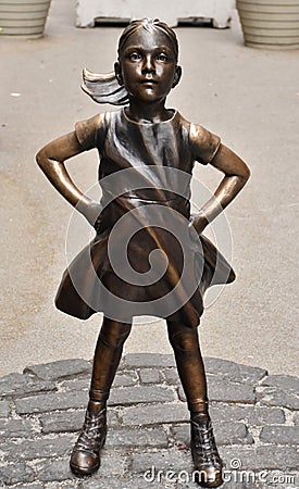 Fearless Girl Statue in New York City Editorial Stock Photo