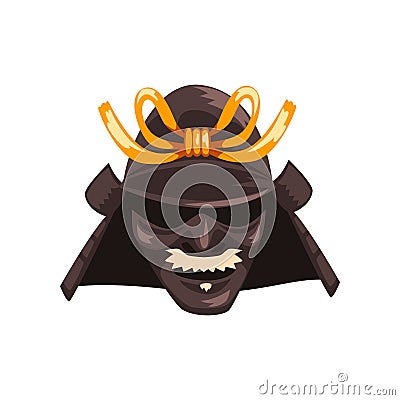 Fearsome Japanese Samurai warrior war mask vector Illustration on a white background Vector Illustration