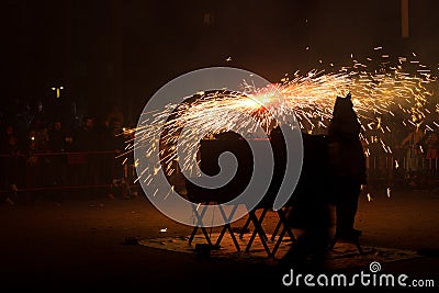 Feast of fire and devils, typical of Catalonia, Spain Editorial Stock Photo