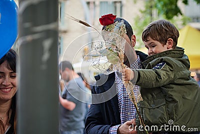 Feast of saint jordi, patron saint of catalonia Editorial Stock Photo