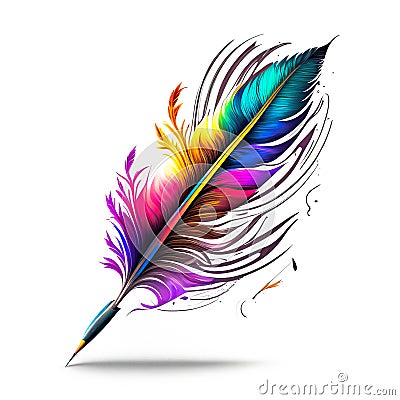 The feathe of pen drawing a colorfull line background Stock Photo