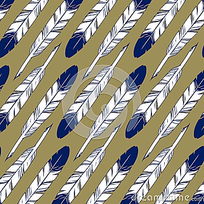 Feather blue pattern background Vector Illustration