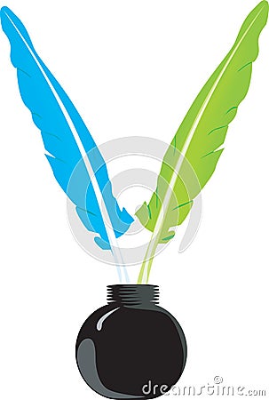 Feather and bottle Vector Illustration