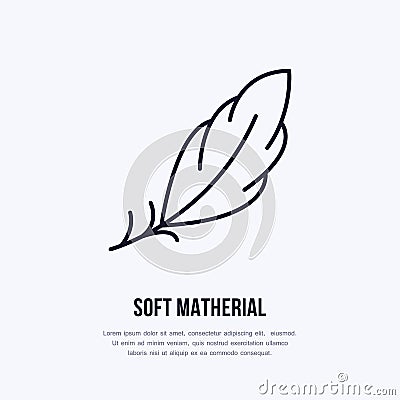 Feather flat line icon. Vector sign for soft, lightweight matherial property Vector Illustration