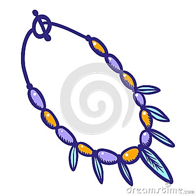 Feather gemstone necklace icon, hand drawn style Vector Illustration