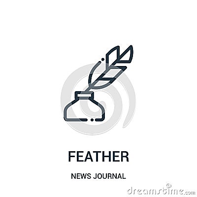 feather icon vector from news journal collection. Thin line feather outline icon vector illustration. Linear symbol for use on web Vector Illustration