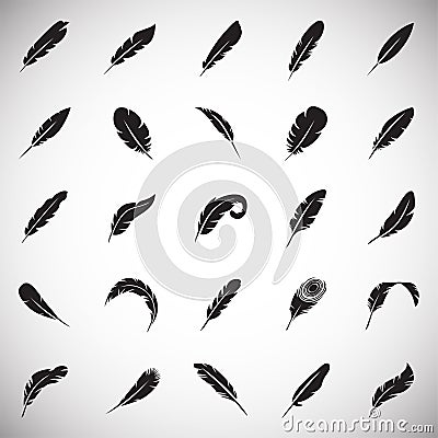 Feather icons set on white background for graphic and web design, Modern simple vector sign. Internet concept. Trendy symbol for Vector Illustration