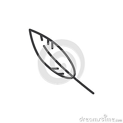 Feather line icon, outline vector sign, linear style pictogram isolated on white. Vector Illustration