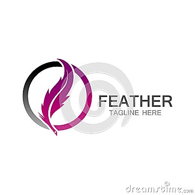 feather logo vector template line Vector Illustration