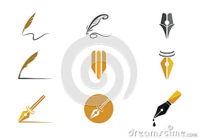Feather pen Logo Vector Vector Illustration