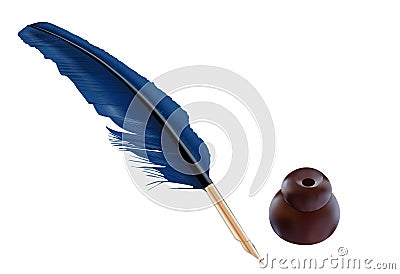 Feather quill and inkwell Cartoon Illustration