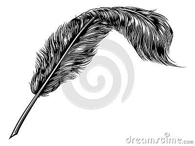 Feather Quill Pen Vector Illustration