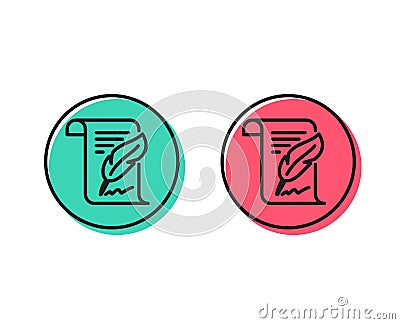 Feather signature line icon. Copywriting sign. Vector Vector Illustration