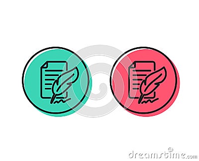 Feather signature line icon. Copywriting sign. Vector Vector Illustration
