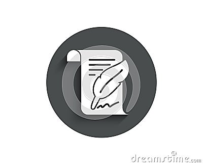 Feather signature simple icon. Copywriting sign. Vector Illustration