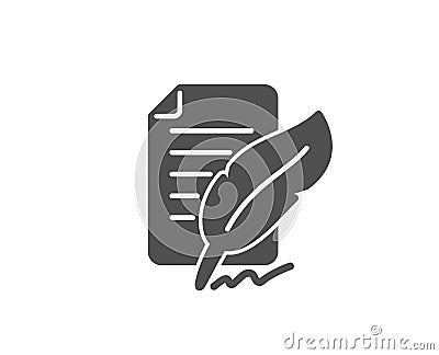 Feather signature simple icon. Copywriting sign. Vector Illustration